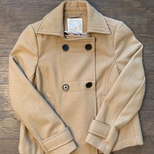 Old Navy Luxe Wool Blend Cropped Petit Coat 🧥 Tan